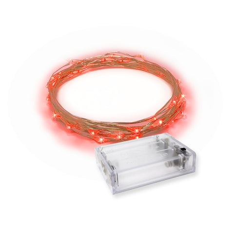 RTGS 30 Red Color LED String Lights Batteries Operated on 9.5 Feet Silver Color Wire with Timer