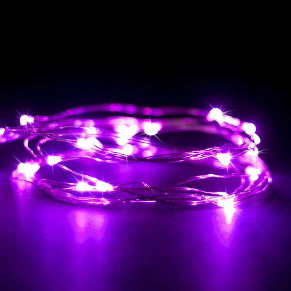 RTGS 30 Pink Color LED String Lights Batteries Operated on 9.5 Feet Silver Color Wire with Timer