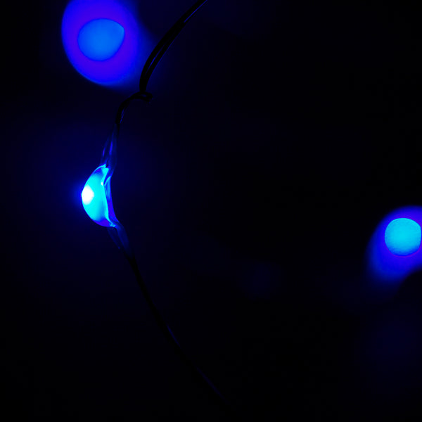 RTGS 2 Sets 20 Blue Color LED String Lights Batteries Operated on 6.5 Feet Silver Color Wire