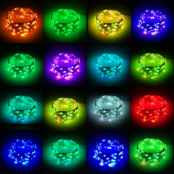 RTGS 80 Multi Color Changing LED String Lights USB Powered on 24 Feet Silver Color Wire with Remote Control, 16 Colors, Timer, 4 Functions and Dimmer