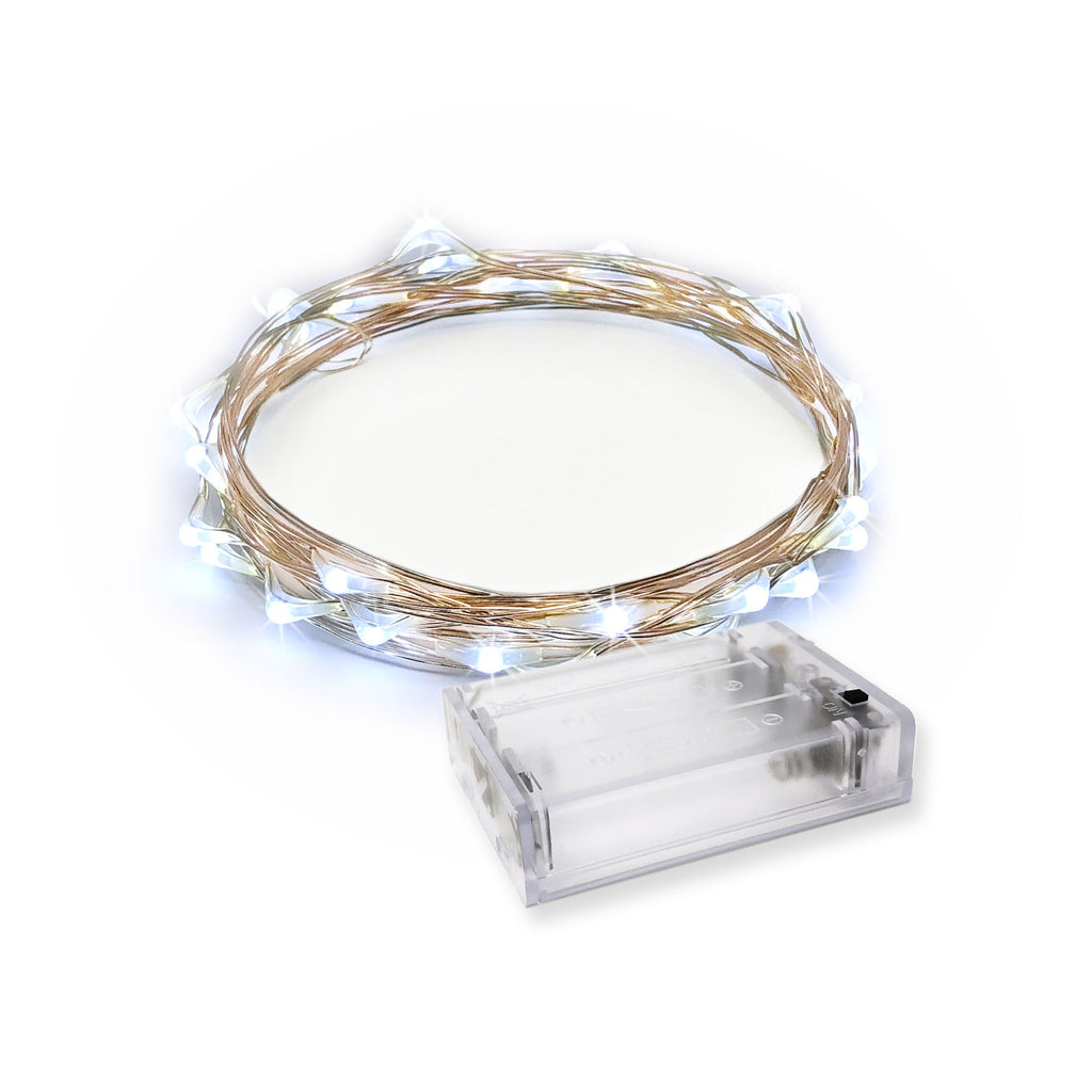 RTGS 30 Cold White Color LED String Lights Batteries Operated on 9.5 Feet Silver Color Wire with Timer