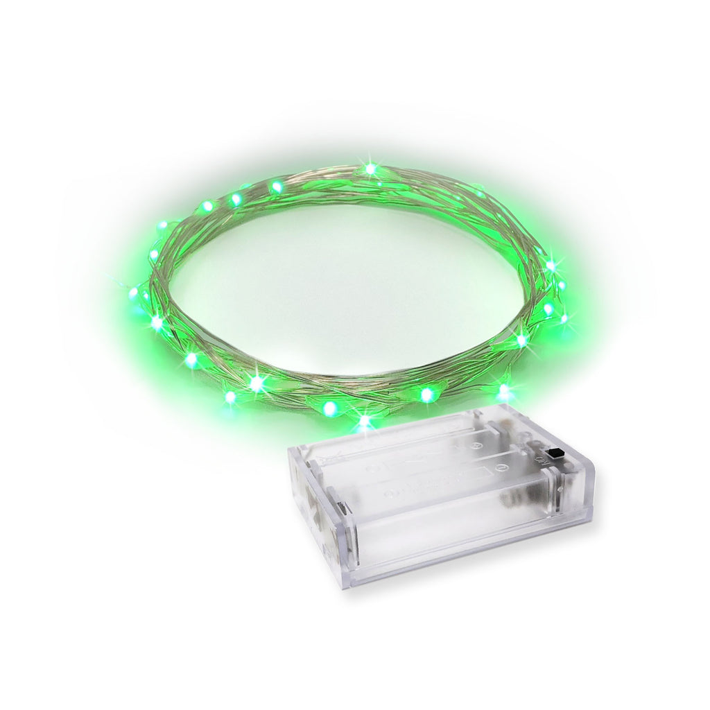 RTGS 30 Green Color LED String Lights Batteries Operated on 9.5 Feet Silver Color Wire with Timer