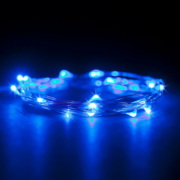 RTGS 2 Sets 20 Blue Color LED String Lights Batteries Operated on 6.5 Feet Silver Color Wire