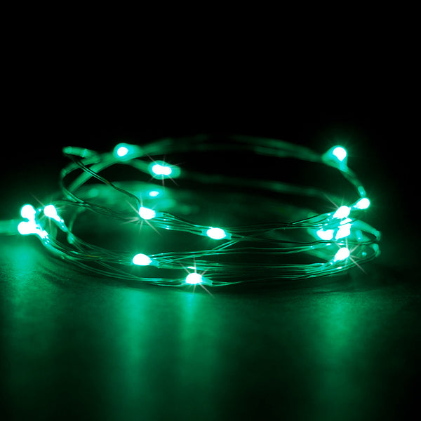 RTGS 30 Green Color LED String Lights Batteries Operated on 9.5 Feet Silver Color Wire with Timer