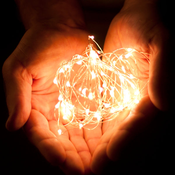 RTGS 60 Warm White Color LED String Lights Batteries Operated on 20 Feet Long Silver Color Wire with Black Waterproof Batteries Box and Timer